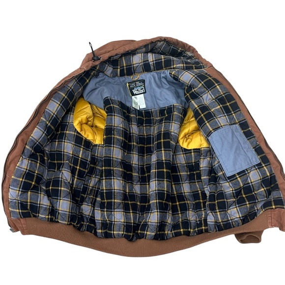 Walls Canvas Hooded Jacket XL Quilted Flannel Lined Brown Elbow Patches EnDura - Picture 7 of 14